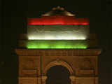 National flag projected on to India Gate monument 