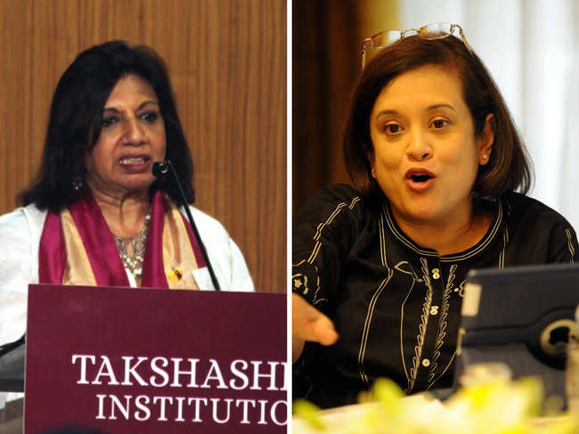 Shaw (left) celebrated end of tax harassment; Ghosh (right) lauded end of manual scavenging.