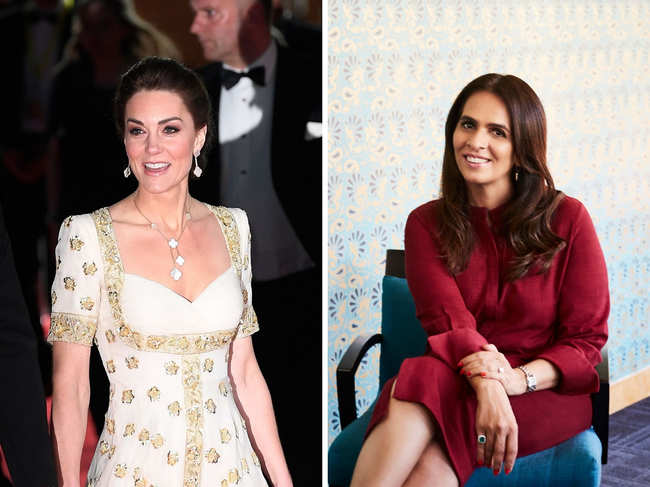 ​Anita Dongre (R) feels the fashion industry should celebrate ​how fashion icons ​like Duchess of Cambridge (L) repeats looks.