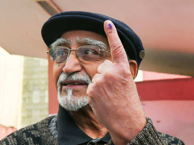 Hamid Ansari at polling station