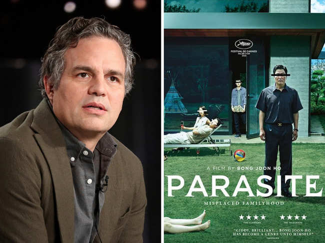 ​The characters in the series will not necessarily mirror those in the film. In pic - Mark Ruffao (L) and 'Parasite' poster (R)