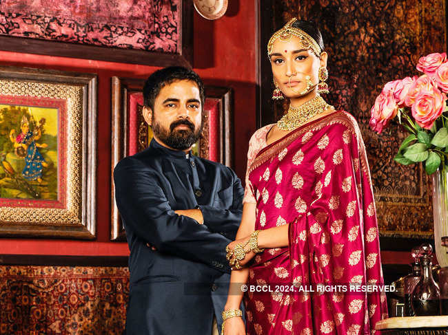 Sabyasachi Mukherjee with Kanishtha at his new store in Fort.