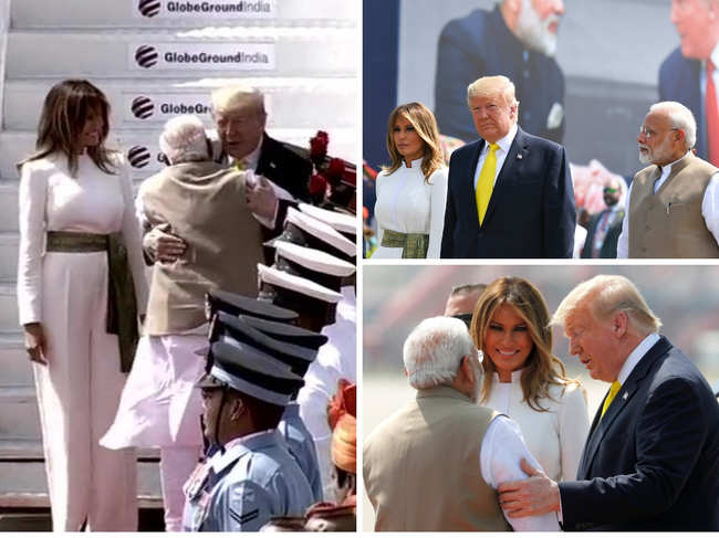 Prime Minister Narendra Modi received the First Family at the Ahmedabad airport, welcoming Donald Trump with a hug.