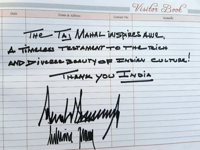 What Trump writes at the Taj Mahal