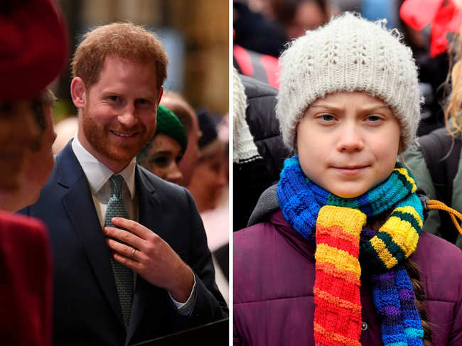Prince Harry (L) was the target of the hoax call by the pair, known as "Vovan and Lexus" who tricked him into believing that he was speaking to Greta Thunberg (R).