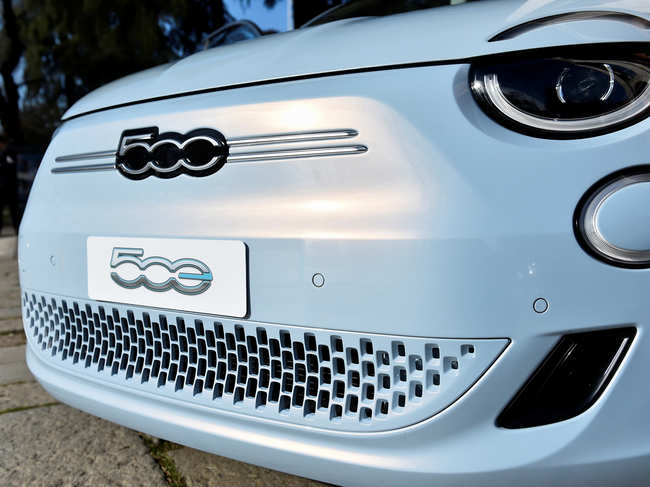 ​A new Fiat 500 electric car is displayed at a Fiat Chrysler event held to unveil its first electric model, in Milan, Italy.