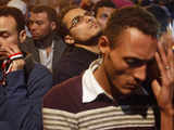 Opposition supporters react in dismay at President Hosni Mubarak's speech