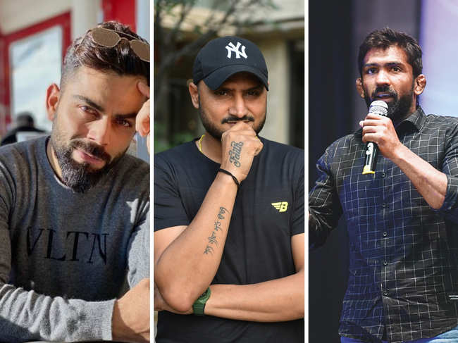 Virat Kohli (L), Harbhajan Singh (C) and Yogeshwar Dutt (R) were few of the many sports stars who sent out tweets to support the self curfew.