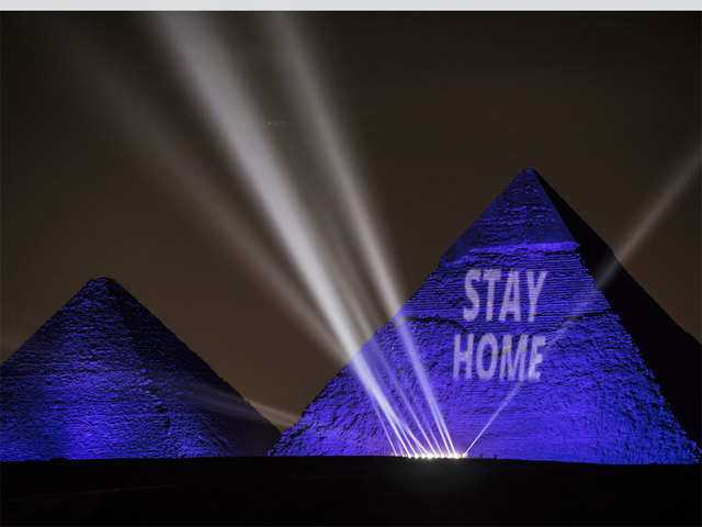 Egypt's pyramids lit up