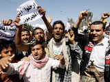 Anti-government protesters in Sanaa, Yemen