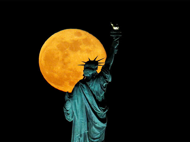 Statue of Liberty and the Flower Moon