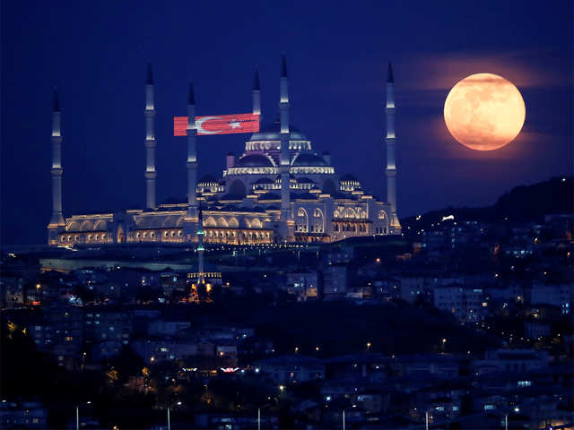 Supermoon or Flower Moon in Istanbul