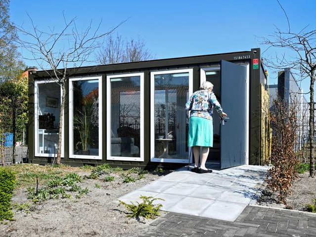 A glass house for elderly people