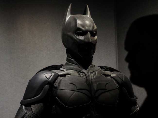 File photo: ​A Batman costume from the 2012 Dark Knight Rises film worn by Christian Bale and designed by Lindy Hemming is on display at the DC Comics Exhibition: Dawn Of Super Heroes at the O2 Arena on February 22, 2018 in London, England.​