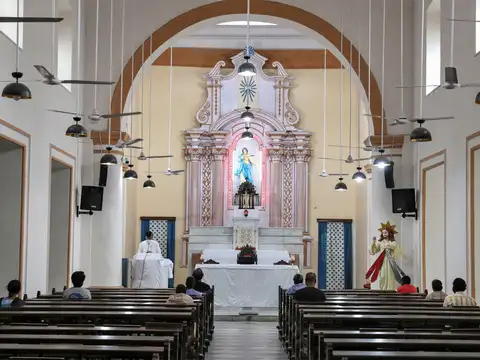 Prayer inside a church