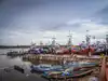 Anchored boats