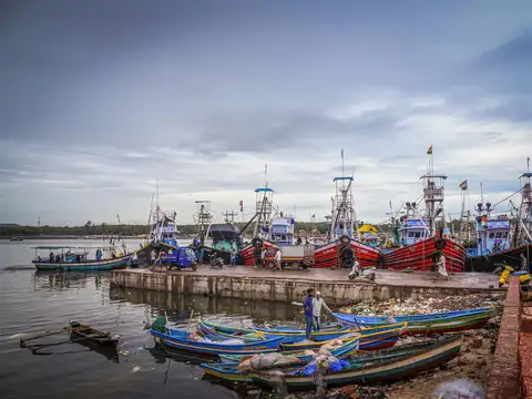 Anchored boats