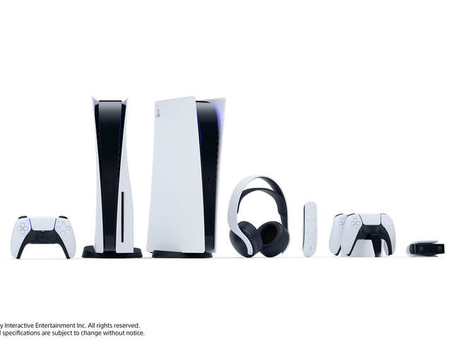 The futuristic, black and white look of PlayStation 5 helps differentiate it from the XBox console.
