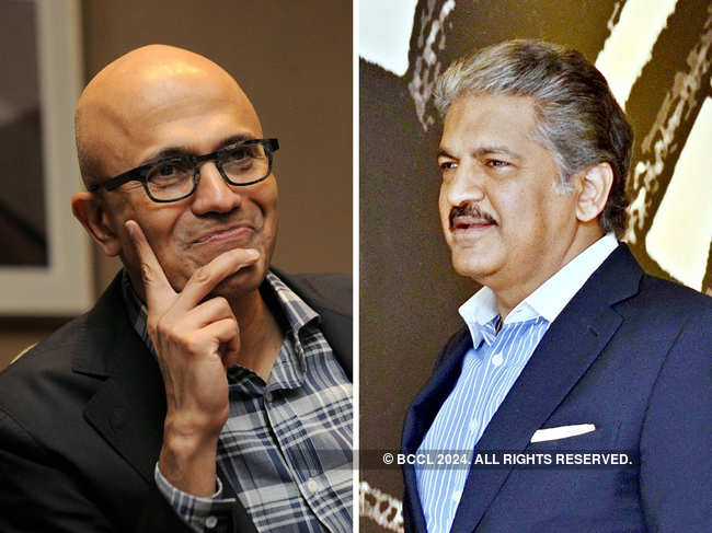 ​Satya Nadella (L) and Anand Mahindra (R) remembered their dads on Father's Day.