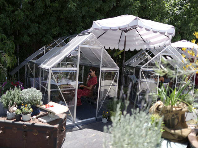 Dining inside a pod