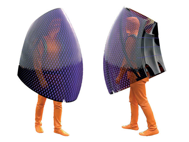 This ​body shield concept uses UV lights to sterilise itself and is made using carbon fibre.
