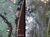 The shore of Japan is seen before and after a tsunami