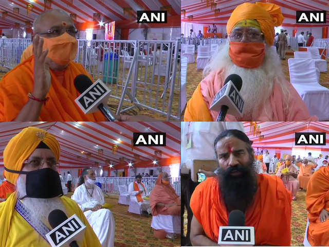 Religious leaders arrived at Ayodhya for 'Bhoomi Poojan'​.