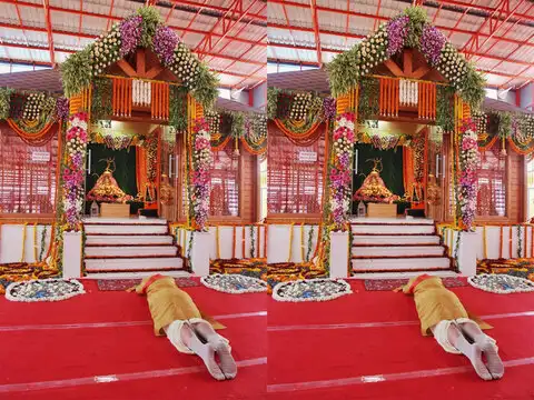 PM Modi offers prayers to Ram Lalla, performs 'sashtang pranam' (prostration) at Ram Janmabhoomi site.