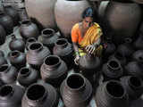 Traditional earthenware water jugs