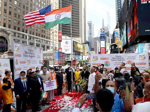 In a historic first tricolour hoisted at NYC s Times Square