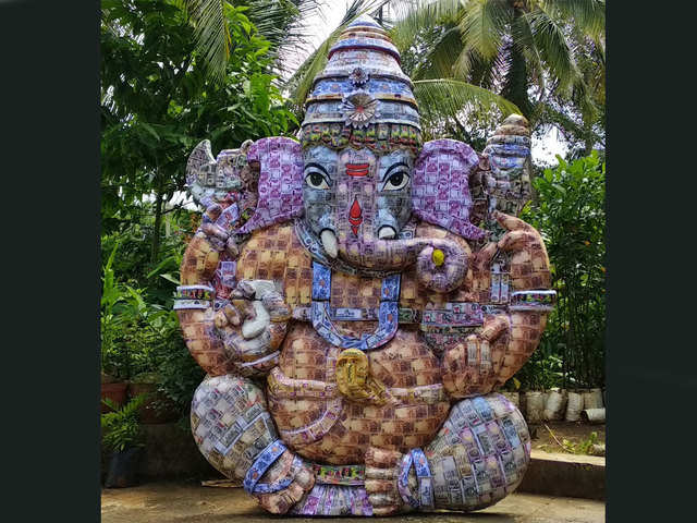 Ganesha made of money