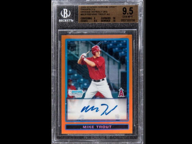The Trout card was rated by Beckett Grading Service as a Mint 9, with the signature authenticated. (Image: goldinauctions.com)