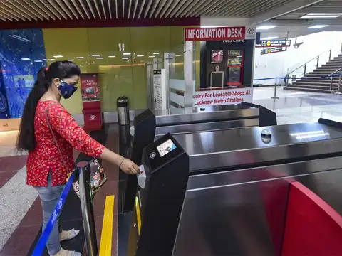 Entering a Metro station