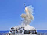 USS Barry launching a Tomahawk cruise missile in Mediterranean Sea