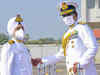 Vice Admiral Ajit Kumar of Western Naval Command presents awards to naval officers