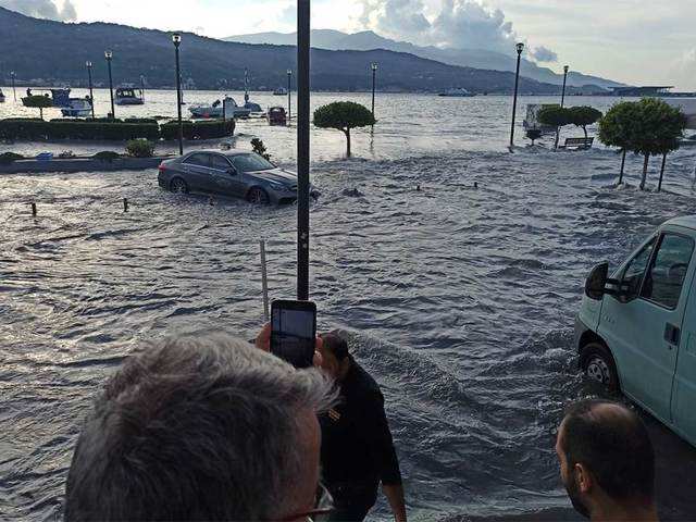 Flooded promenade