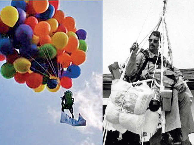 People who brought the movie 'Up' to life by flying with help of helium balloons.