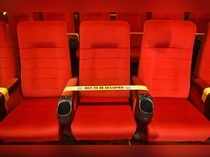 Mumbai: Stickers pasted on seats of a cinema hall to ensure social distancing as...