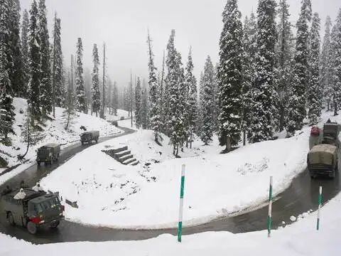 ​An army convoy in Baramulla district