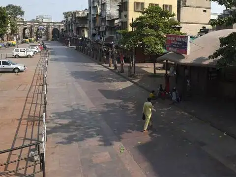 A partially deserted market area
