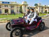 Bihar: JDU MLCs arrive in vintage car at Legislative Assembly in Patna