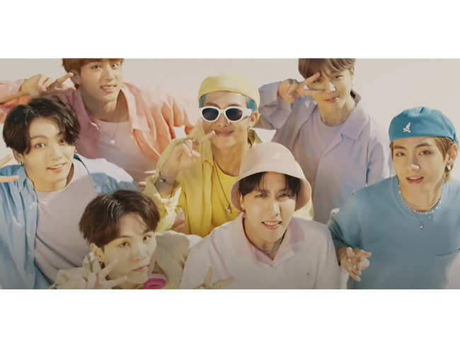 ​BTS seen wearing costumes in the 2020 music video for a hit single 'Dynamite'.