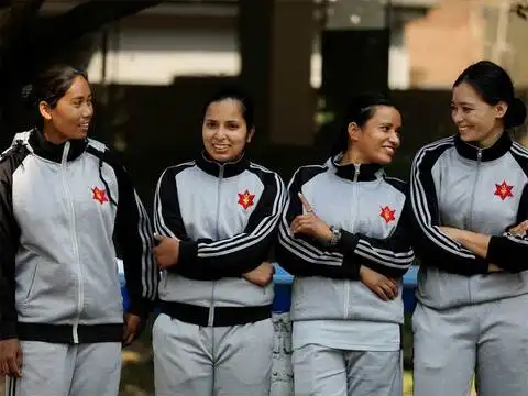 Female soldiers at army barracks