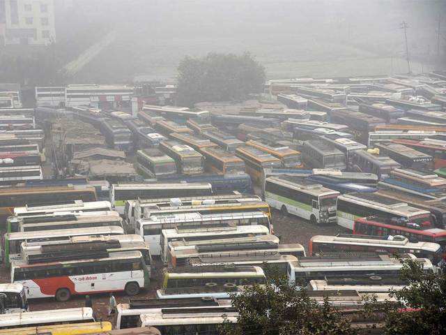 ​Buses parked in Patna
