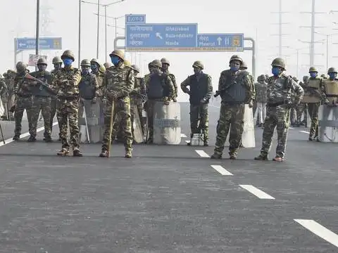 ​Security personnel near Ghazipur border