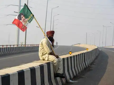 An agitating farmer in Ghazipur