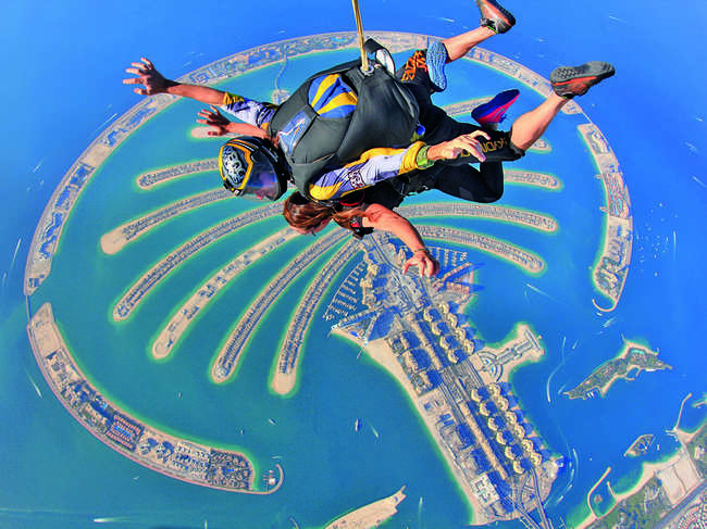 Tandem skydiving at Skydive Dubai Palm dropzone