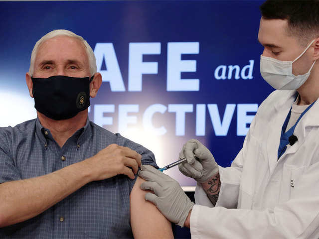 US Vice President Mike Pence receives the COVID-19 vaccine at the White House in Washington