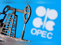 FILE PHOTO: A 3D printed oil pump jack in front of the OPEC logo in this illustration picture