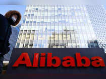 The logo of Alibaba Group is seen at its office in Beijing
